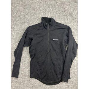 Marmot Polartec Pullover Mens Medium Black 1/4 Zip Long Sleeve Fleece Layer Top